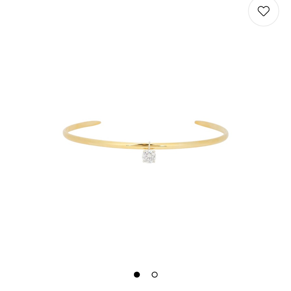 Gold Collar Necklace with Crystal Solitaire